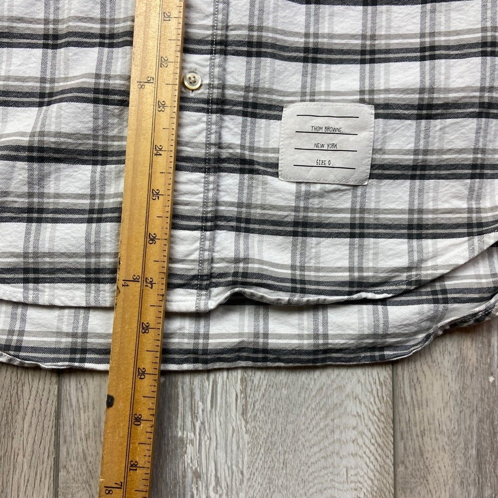 Thom Browne Shirt Mens Size XS Gray White Check Button Up Long Sleeve Men - Picture 8 of 11